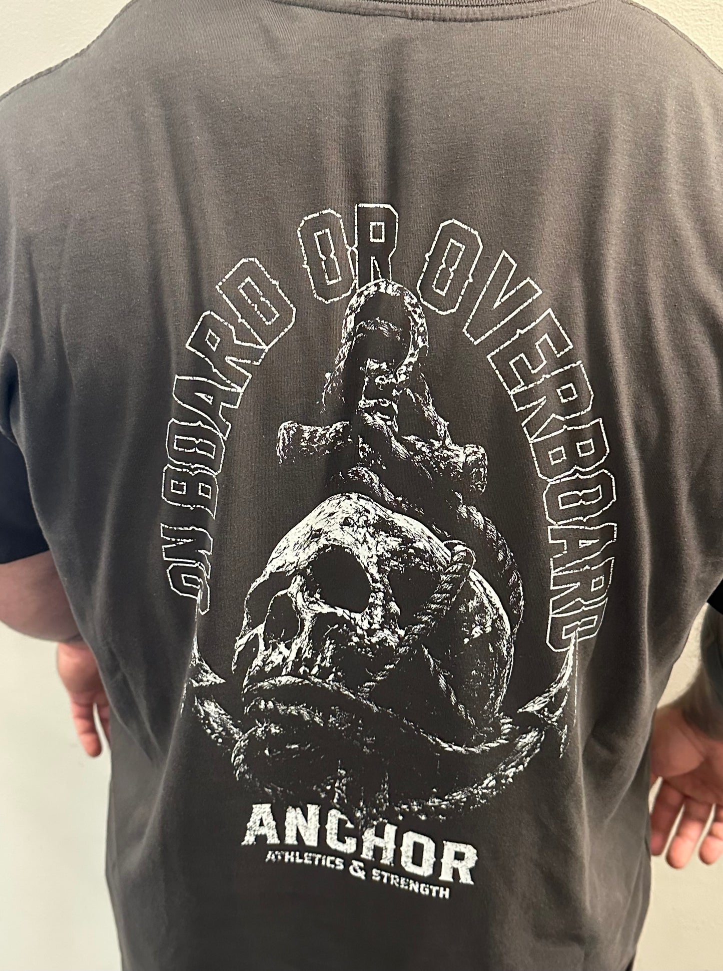 On Board Or Overboard Vintage Black Anchor T